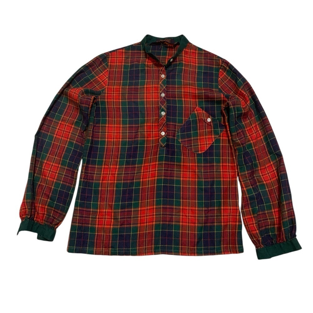 Vintage 70s Landlubber Plaid Pullover Blouse Size 5 (XS/S)